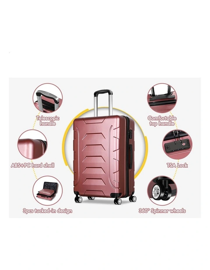3PCS Luggage Suitcase Trolley Set Hard Case Travel Storage TSA Lock Dina Pink image 7