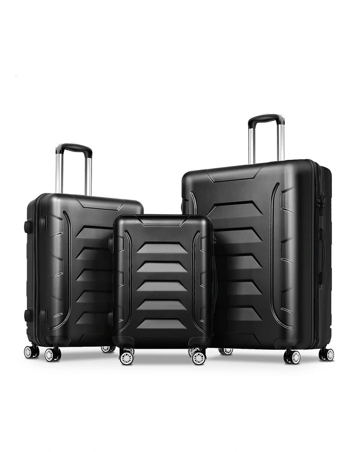 3PCS Luggage Suitcase Trolley Set Hard Case Travel Storage TSA Lock Dina Black image 1