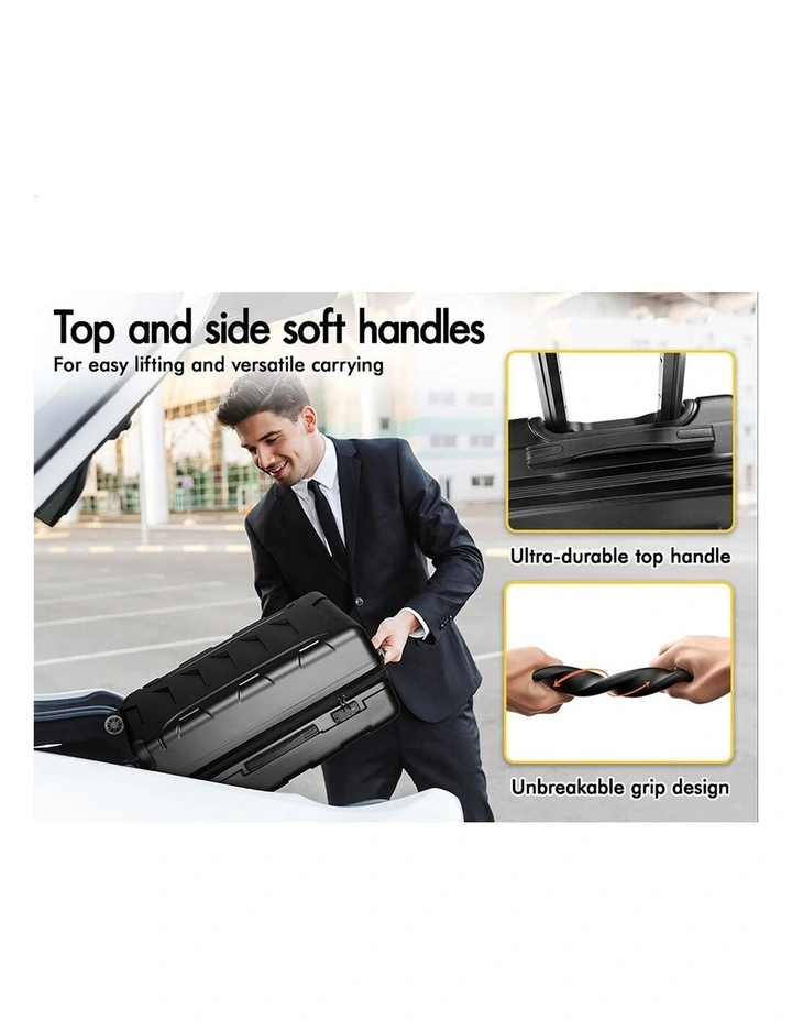 3PCS Luggage Suitcase Trolley Set Hard Case Travel Storage TSA Lock Dina Black image 4