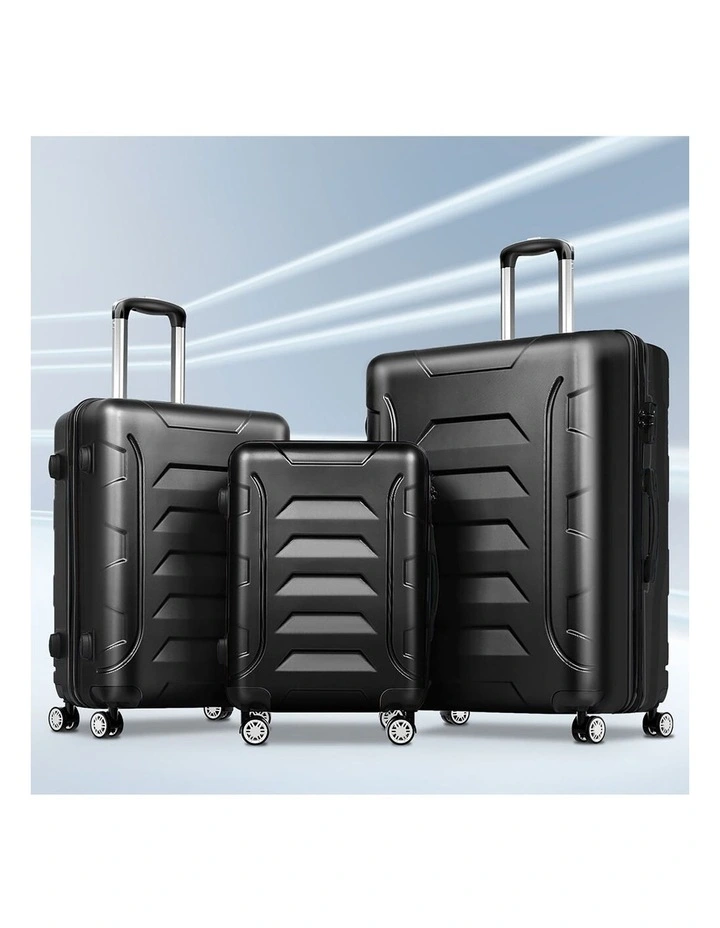 3PCS Luggage Suitcase Trolley Set Hard Case Travel Storage TSA Lock Dina Black image 7