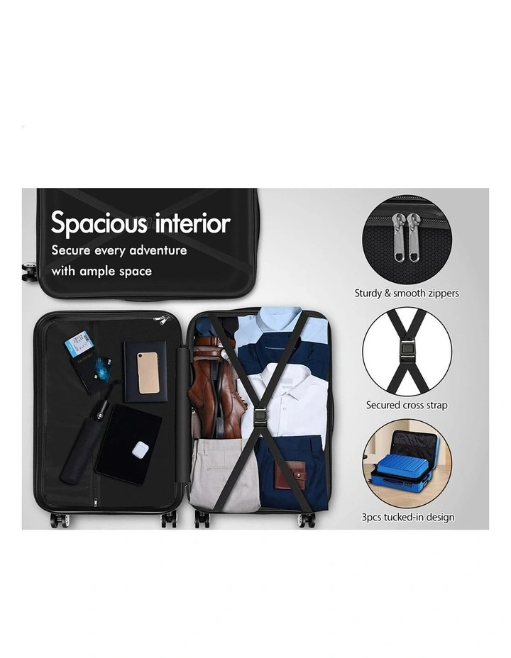 3PCS Luggage Suitcase Trolley Set Hard Case Travel Storage TSA Lock Hero Blue image 4