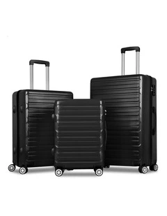 3PCS Luggage Suitcase Trolley Set Hard Case Travel Storage TSA Lock Oasis Black