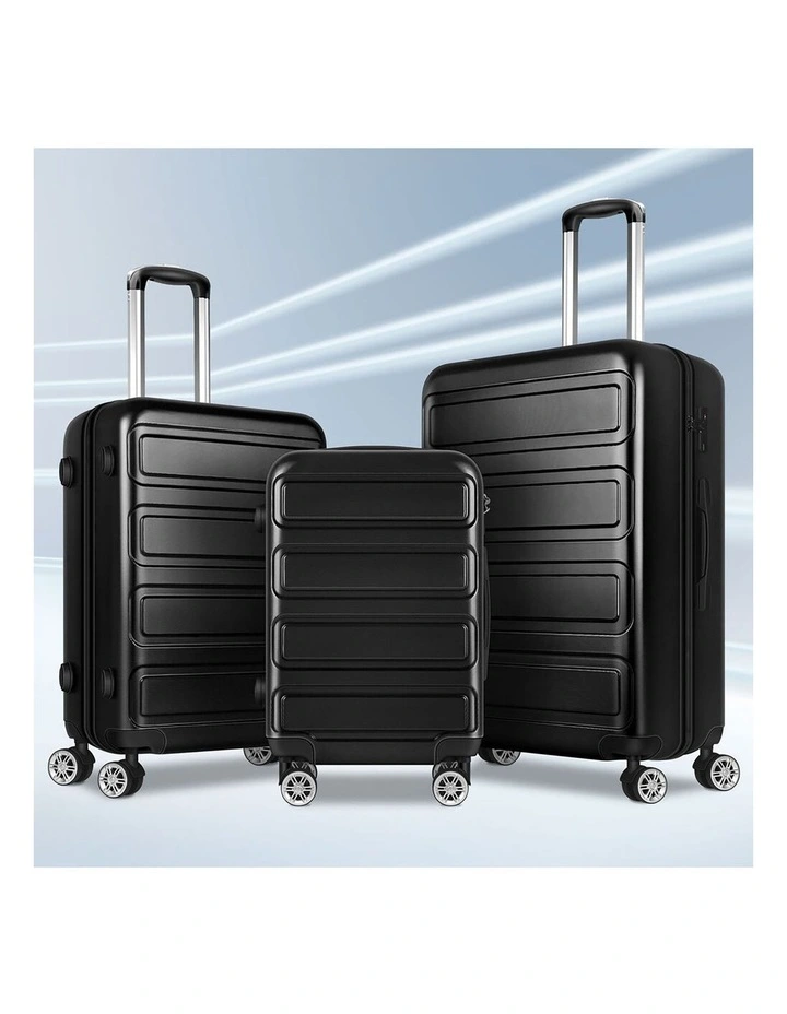 3PCS Luggage Suitcase Trolley Set Hard Case Travel Storage TSA Lock Oasis Black image 4