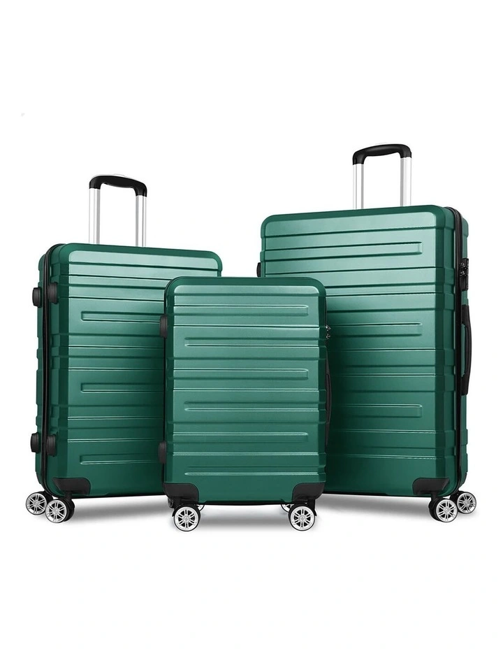 Luggage 3PCS Set Suitcase Trolley TSA Carry on Hard Case Green image 1