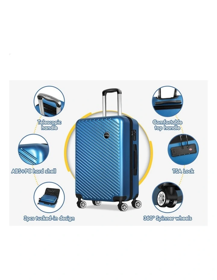 3PCS Luggage Suitcase Trolley Set Hard Case Travel Storage TSA Lock Timothy Blue image 4
