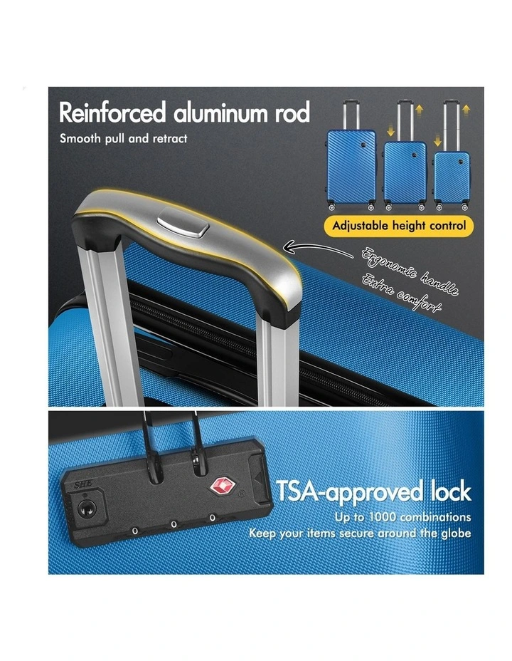 3PCS Luggage Suitcase Trolley Set Hard Case Travel Storage TSA Lock Timothy Blue image 6