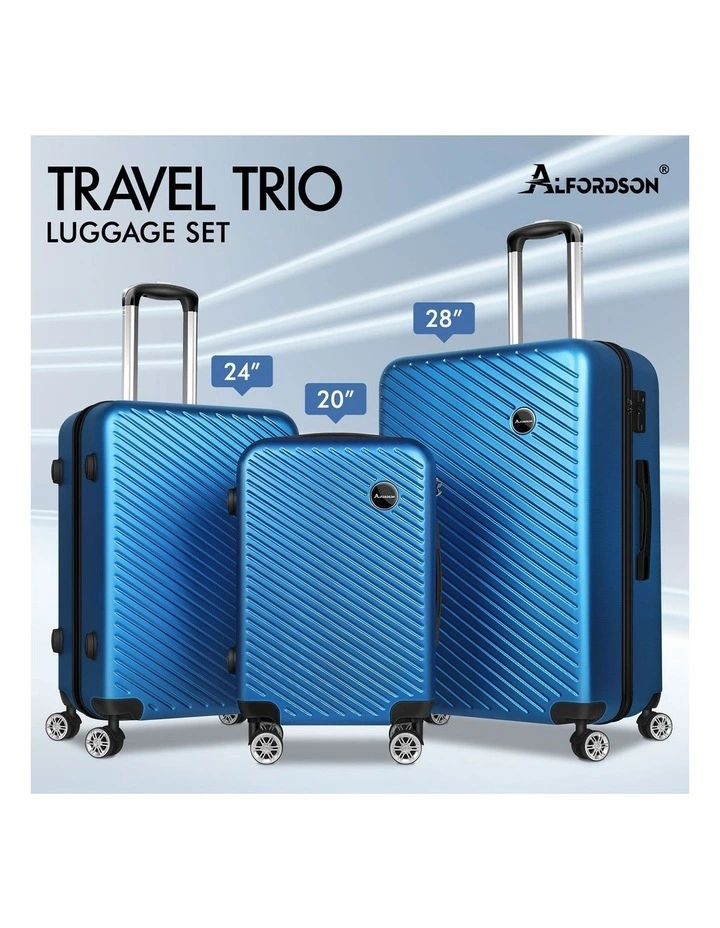 3PCS Luggage Suitcase Trolley Set Hard Case Travel Storage TSA Lock Timothy Blue image 7