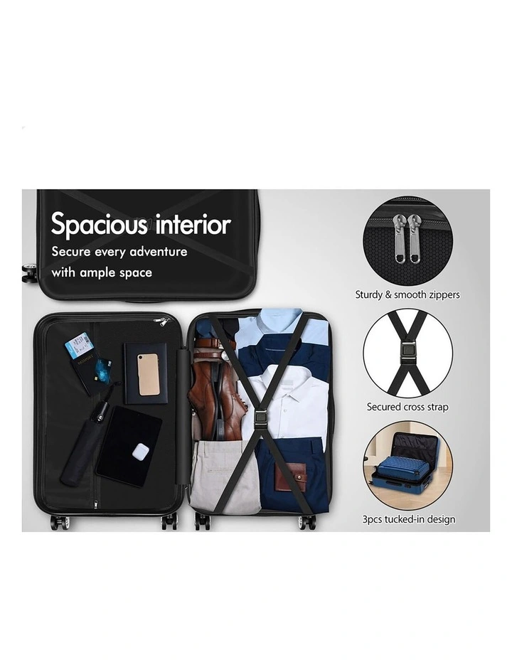 3PCS Luggage Suitcase Trolley Set Hard Case Travel Storage TSA Lock Voyage Pro Blue image 2