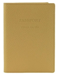 Pierre Cardin Leather Passport Wallet Cover in Gold