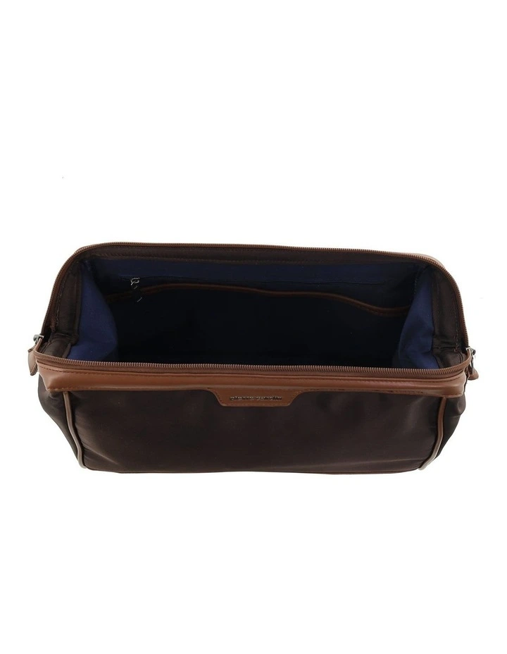 Pierre Cardin Euro Toiletry Bag in Chocolate - Nylon/Vegan Leather image 3