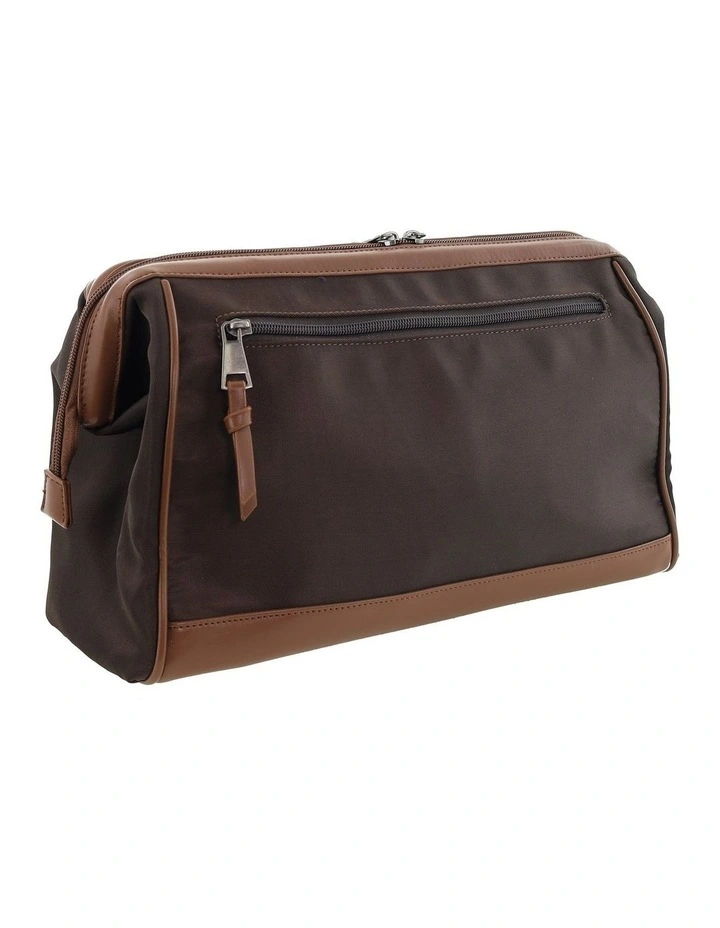 Pierre Cardin Euro Toiletry Bag in Chocolate - Nylon/Vegan Leather image 4