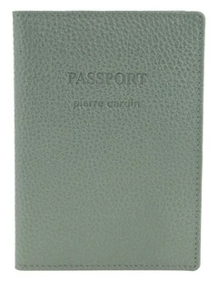 Pierre Cardin Leather Passport Wallet Cover in Metallic Sage