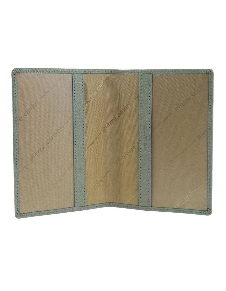 Pierre Cardin Leather Passport Wallet Cover in Metallic Sage image 2
