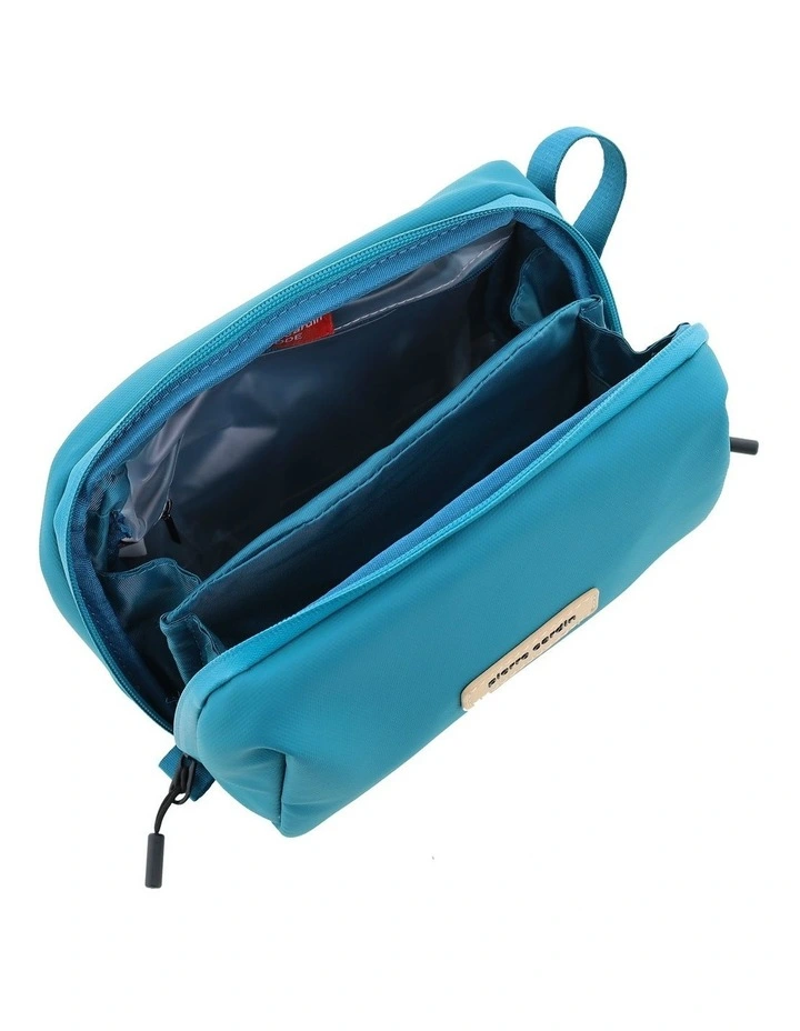 Pierre Cardin Travel Wash Bag in Turquoise - Wax-finish PU image 2
