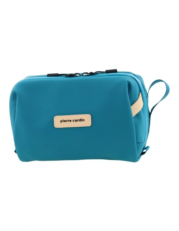Pierre Cardin Travel Wash Bag in Turquoise - Wax-finish PU image 3