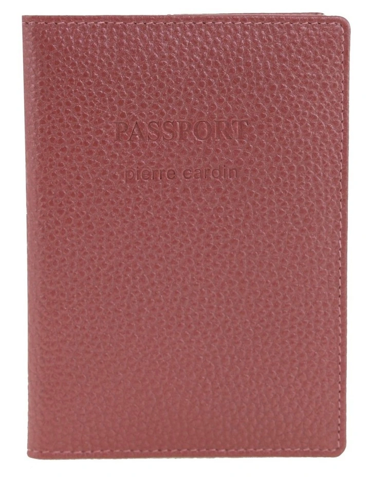 Pierre Cardin Leather Passport Wallet Cover in Metallic Rose image 1