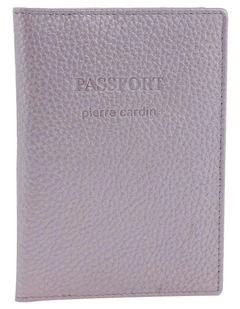Pierre Cardin Leather Passport Wallet Cover in Metallic Lilac