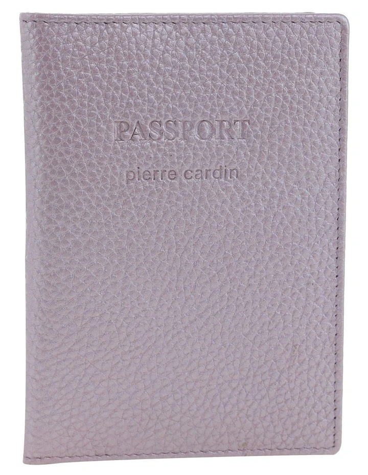 Pierre Cardin Leather Passport Wallet Cover in Metallic Lilac image 1