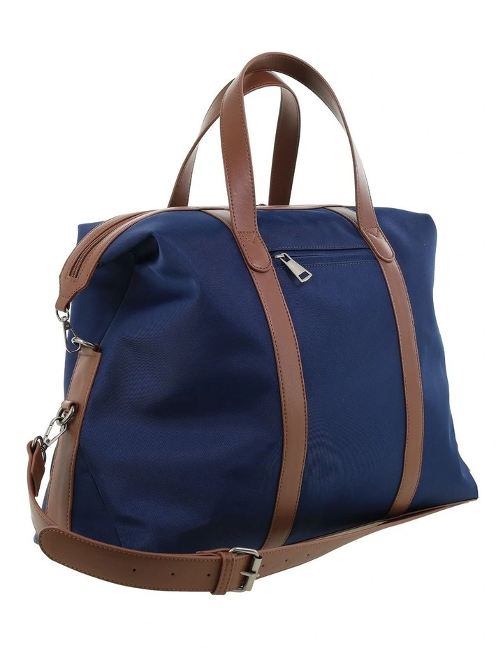 Pierre Cardin 2-Tone Lite Duffle Carry On in Navy - Nylon/Vegan Leather image 4