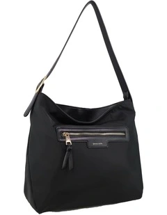 Pierre Cardin Monaco Nylon Shoulder Bag in Black - Nylon/Vegan Leather