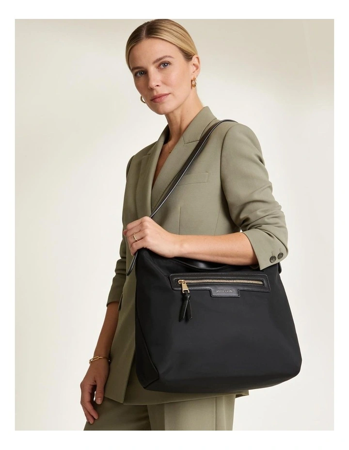 Pierre Cardin Monaco Nylon Shoulder Bag in Black - Nylon/Vegan Leather image 2