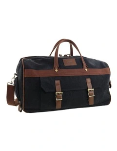 Pierre Cardin Nomadic Canvas Overnight Bag in Black - Canvas/Vegan Leather