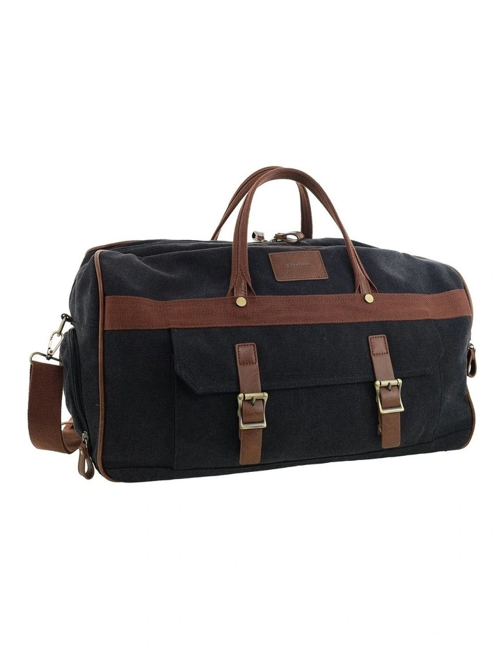 Pierre Cardin Nomadic Canvas Overnight Bag in Black - Canvas/Vegan Leather image 1