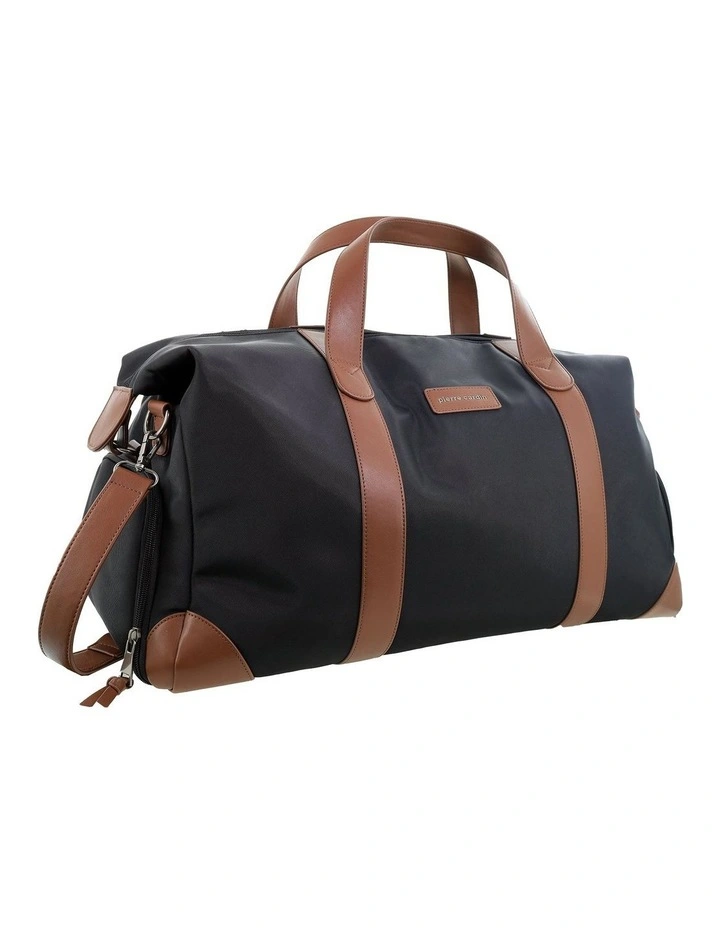 Pierre Cardin 2-Tone Lite Overnight Bag in Black - Nylon/Vegan Leather image 1