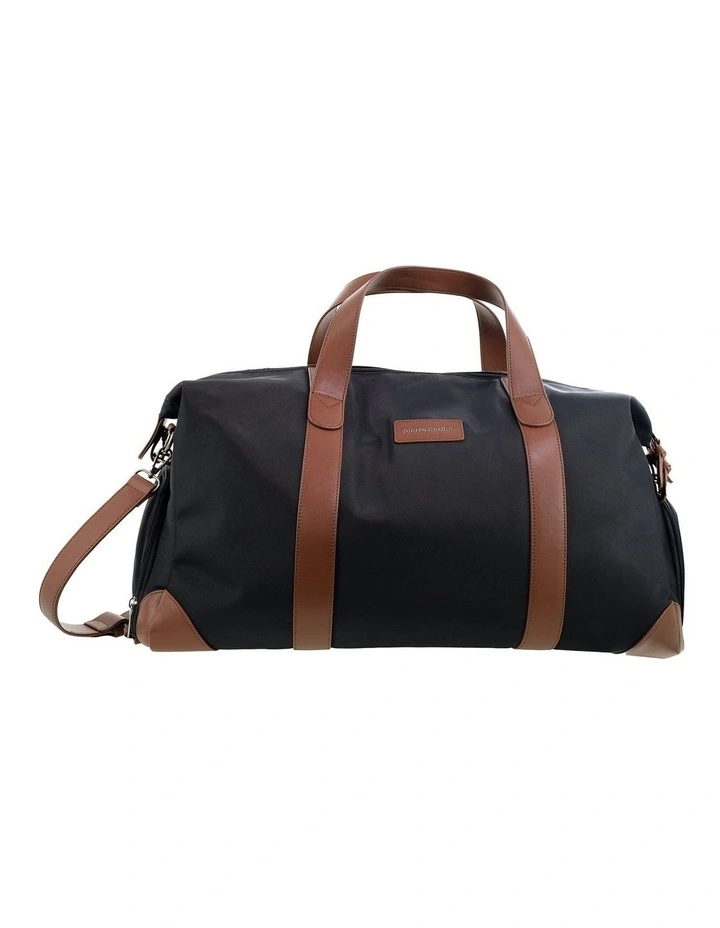 Pierre Cardin 2-Tone Lite Overnight Bag in Black - Nylon/Vegan Leather image 3