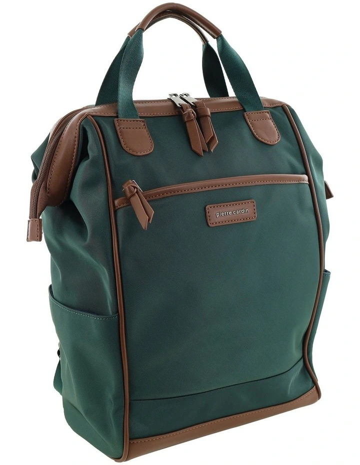 Pierre Cardin 2-Tone Lite Backpack in Olive - Nylon/Vegan Leather image 1