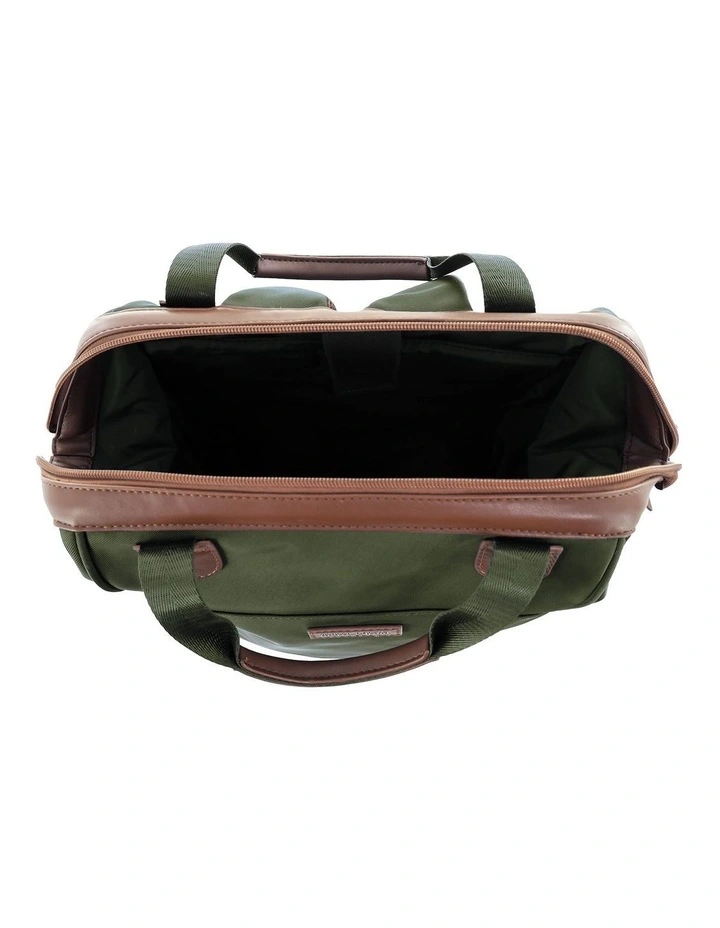 Pierre Cardin 2-Tone Lite Backpack in Olive - Nylon/Vegan Leather image 3