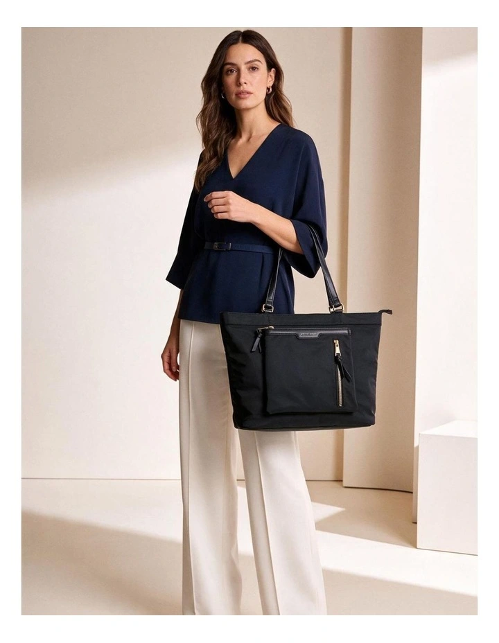 Pierre Cardin Monaco Nylon Tote Bag in Black - Nylon/Vegan Leather image 2