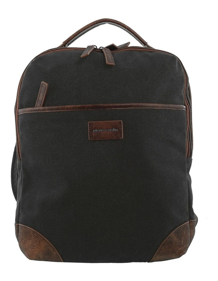 Pierre Cardin Canvas Backpack in Black - Canvas/Vegan Leather image 3