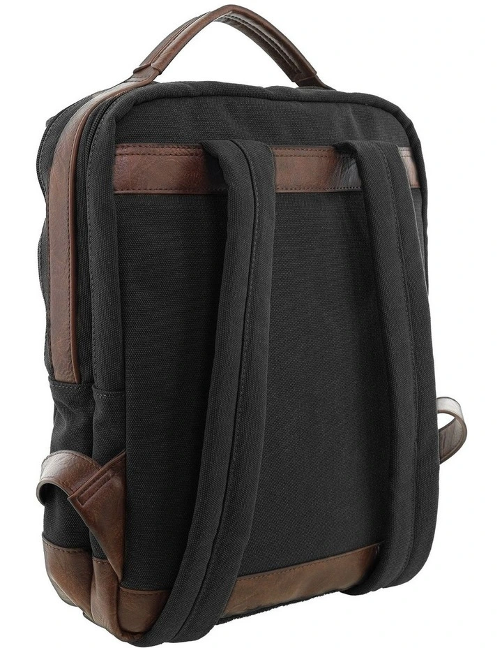 Pierre Cardin Canvas Backpack in Black - Canvas/Vegan Leather image 4