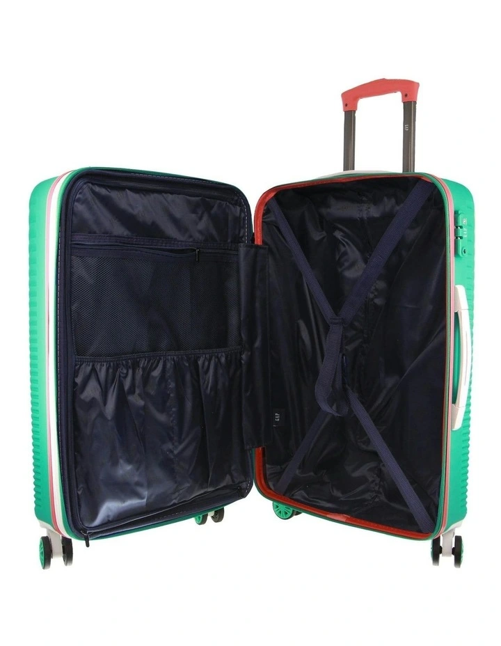 GAP Stripe LARGE Hard Shell with Mini Beauty Case Set Leather Tag in Turquoise image 3