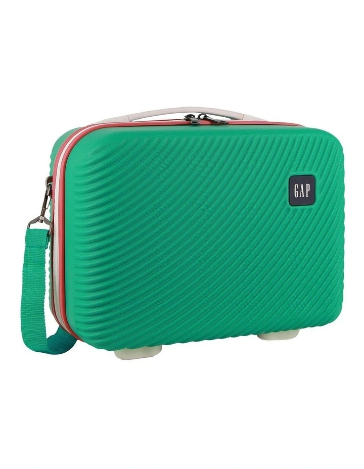 GAP Stripe LARGE Hard Shell with Mini Beauty Case Set Leather Tag in Turquoise image 6