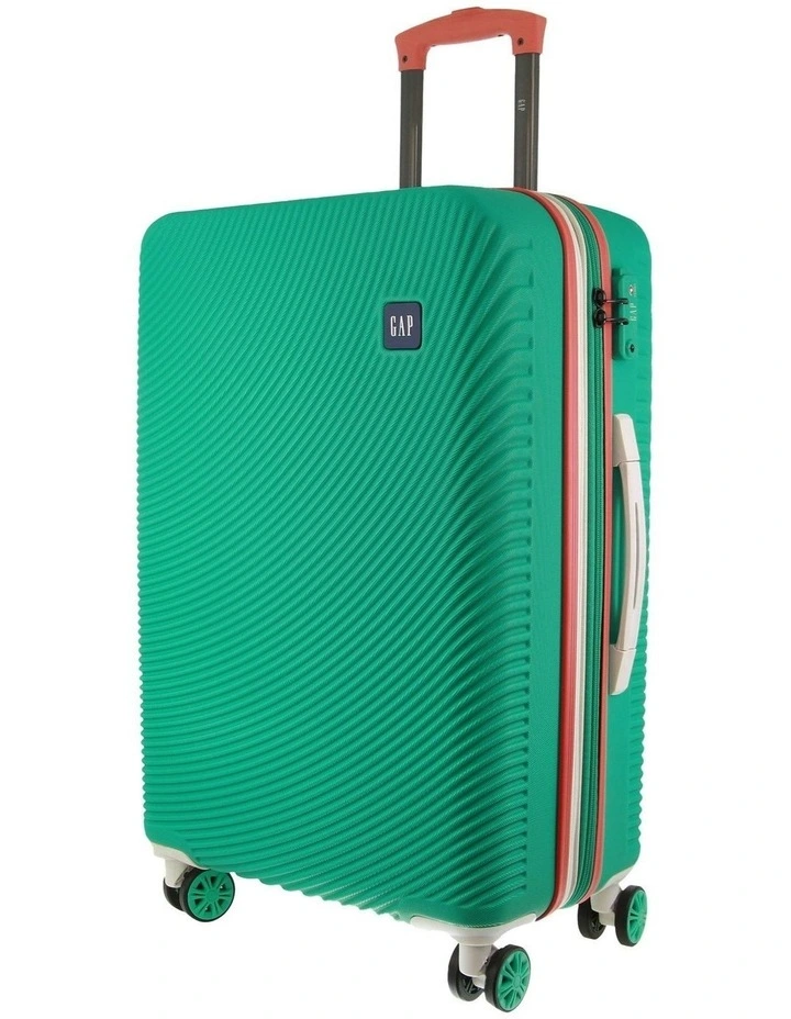 GAP Stripe MEDIUM Hard Shell with Mini Beauty Case Set Leather Tag in Turquoise image 2