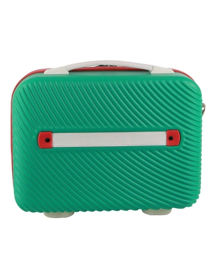 GAP Stripe MEDIUM Hard Shell with Mini Beauty Case Set Leather Tag in Turquoise image 7