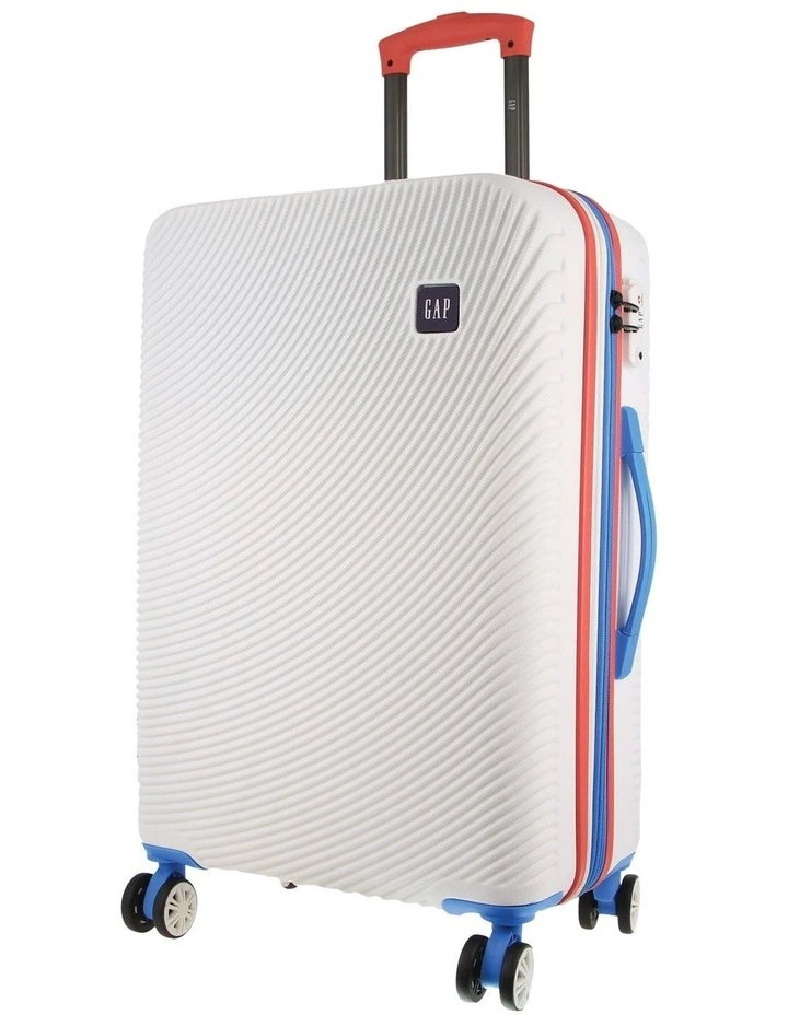 GAP Stripe LARGE Hard Shell with Mini Beauty Case Set Leather Tag in White - Polycarbonate (PC) image 2