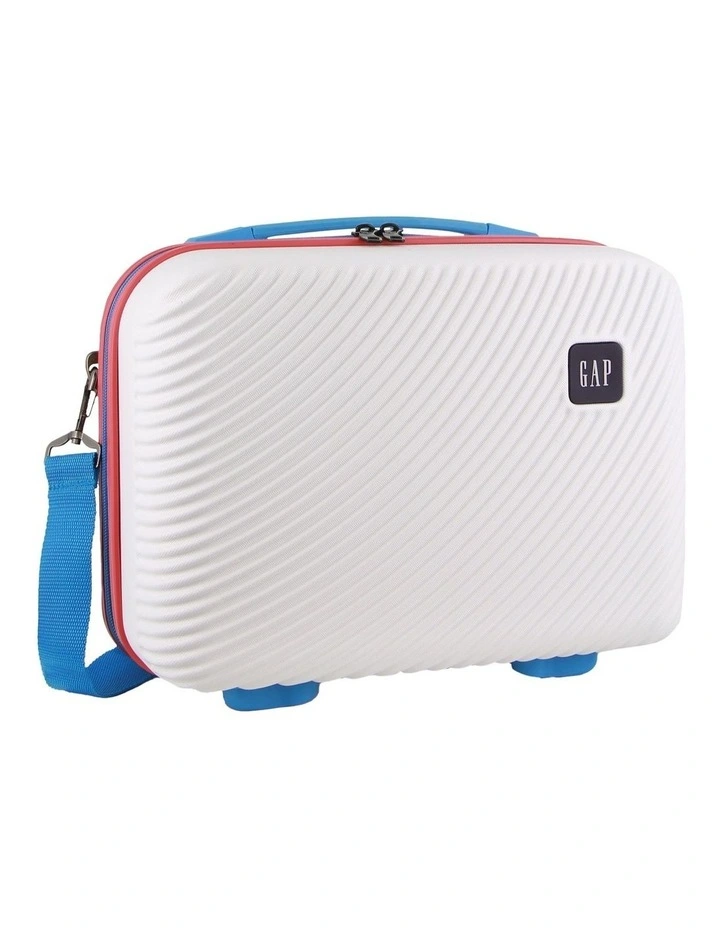 GAP Stripe LARGE Hard Shell with Mini Beauty Case Set Leather Tag in White - Polycarbonate (PC) image 6