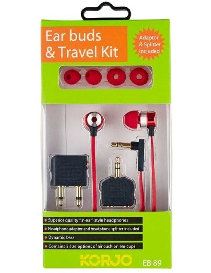 Korjo Ear Buds & Travel Kit - Red image 3