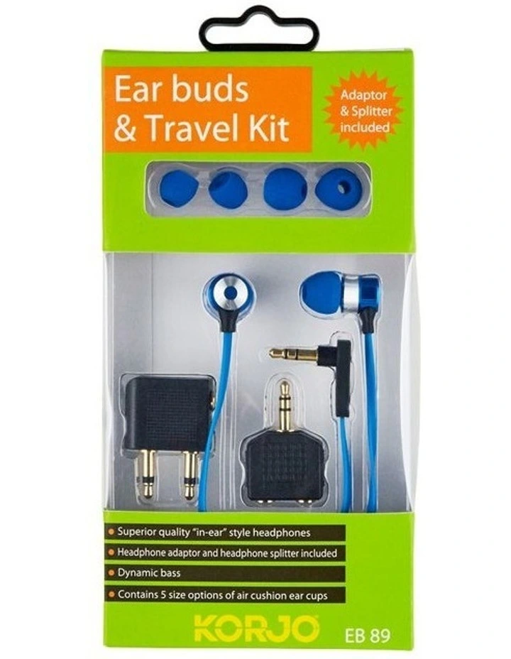 Korjo Ear Buds & Travel Kit - Blue image 3