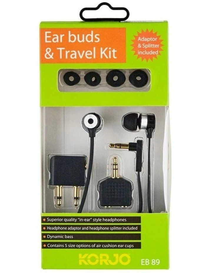 Korjo Ear Buds & Travel Kit - Black image 3