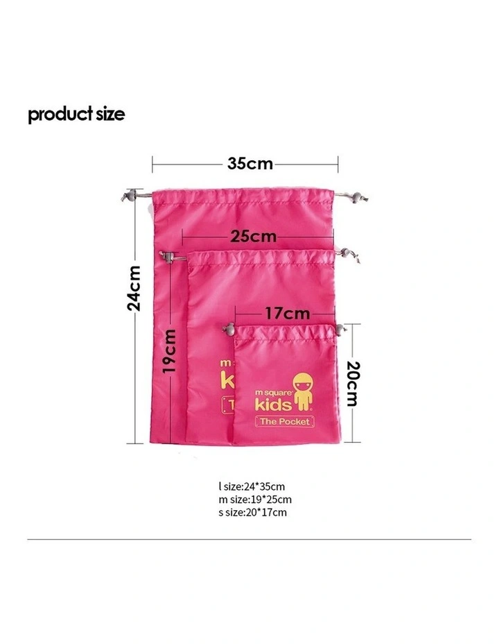 Drawstring Storage Bag Set Pink image 1