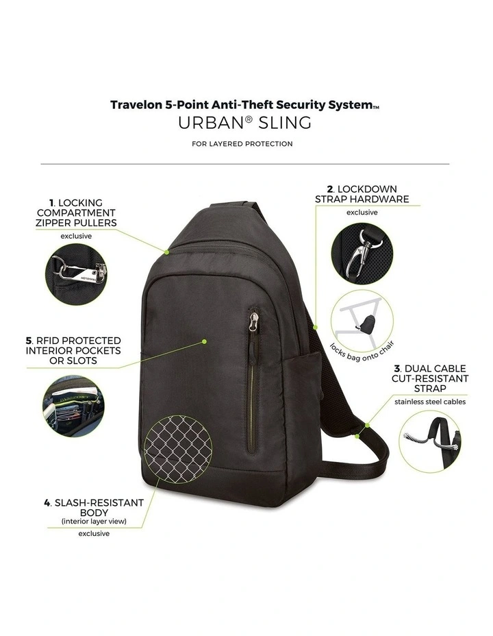 Urban Anti-Theft Tablet Sling Bag in Black image 7