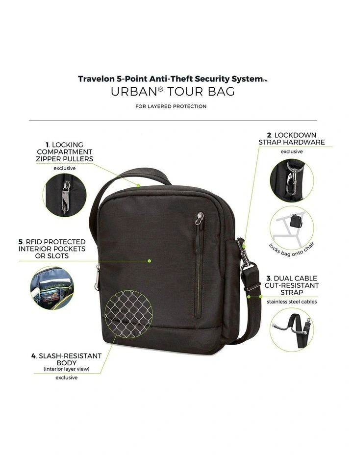 Urban Anti-Theft Tablet Tour Bag in Black image 7