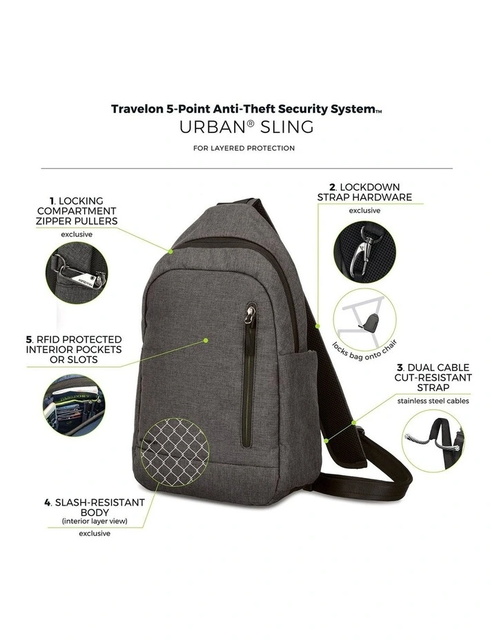 Urban Anti-Theft Tablet Sling Bag in Slate image 7