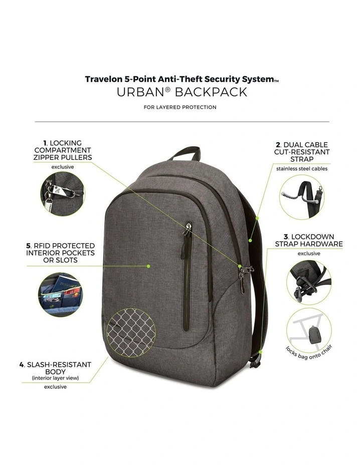 Urban Anti-Theft 15.6 Laptop & Tablet Backpack in Slate image 7
