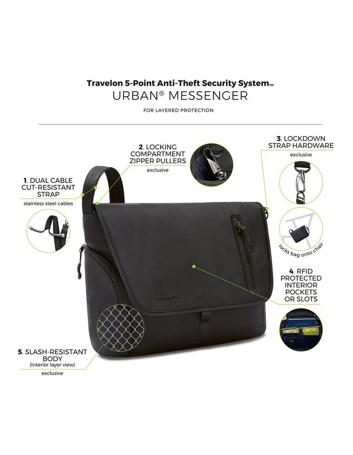 Urban Anti-Theft 14 Laptop & Tablet Messenger Bag in Slate image 7