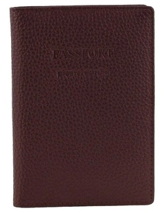 Pierre Cardin Leather Passport Wallet Cover in Burgundy